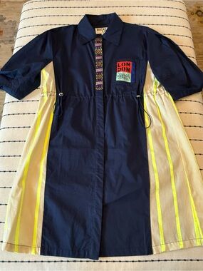 BUCKETLIST Navy Dress with Yellow Accent Panels